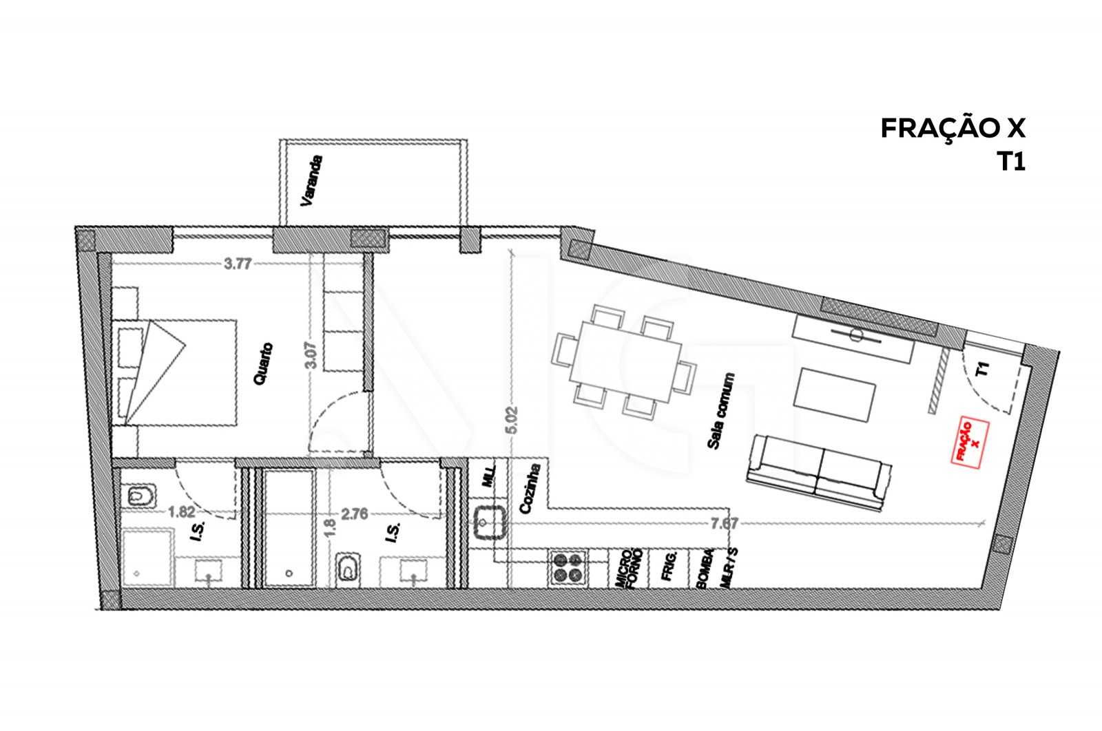 Apartment T1 for For sale in Esposende, Marinhas e Gandra, Esposende, Braga - Planta (Imagem 7)