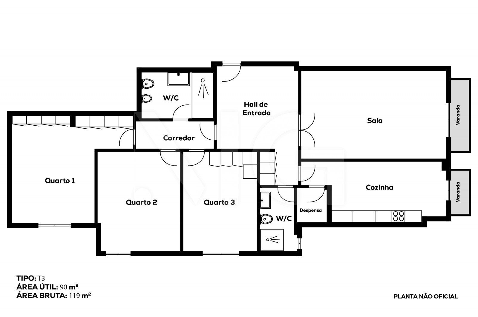 Apartamento T3 para Venda em Braga (São Vicente), Braga, Braga - Planta (Imagem 2)