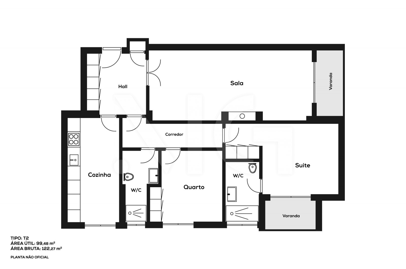 Apartamento T2 para Venda em Real, Dume e Semelhe, Braga, Braga - Planta (Imagem 2)