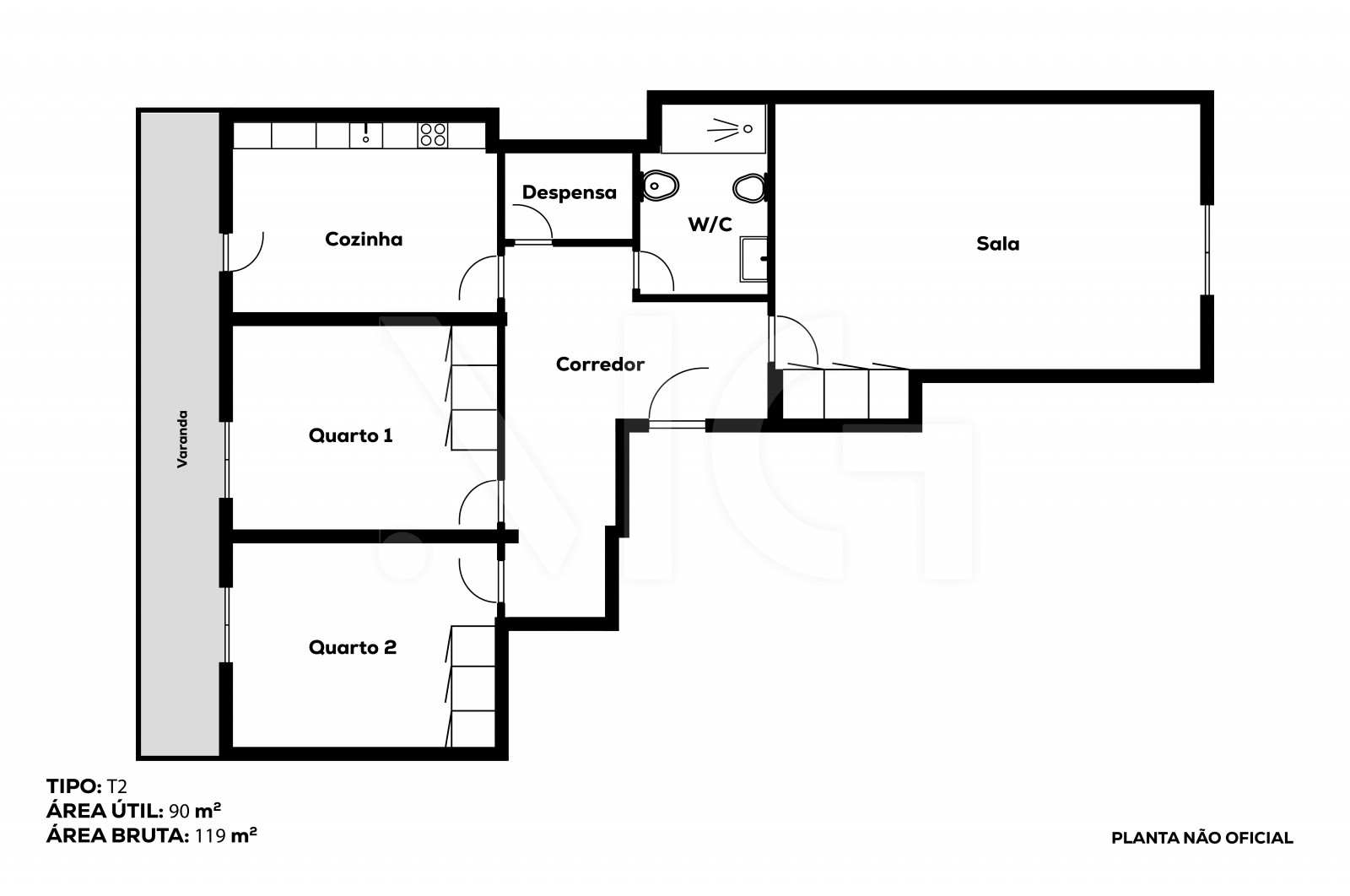 Apartment T2 for For sale in Ferreiros e Gondizalves, Braga, Braga - Planta (Imagem 1)