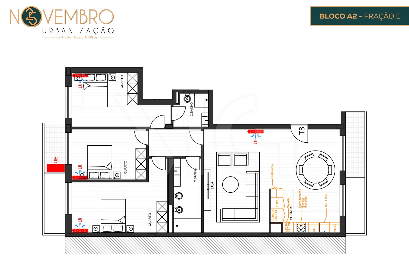 Apartamento T3 para Venda em Póvoa de Lanhoso (Nossa Senhora do Amparo), Póvoa de Lanhoso, Braga - Planta (Imagem 3)